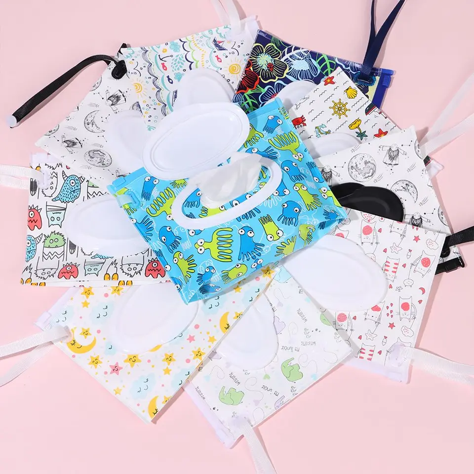 Horúce dieťa mokré obrúsky krabica Flip Cover Tissue Box Čistenie obrysov kontajner prenosné opakovane použiteľné kozmetické kočík