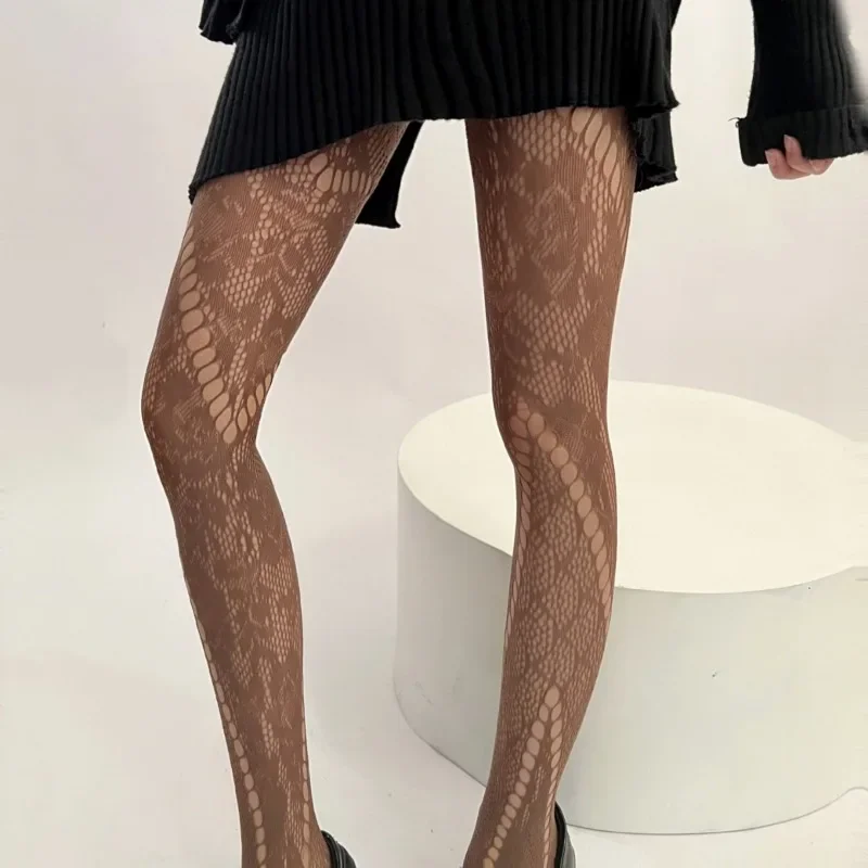 Horúce nové ženy Summer Twill Weave Lolita Lace Hole FishNet Panceps Cosplay Sweet Cool Maid Meh ponožky Vráťte legíny