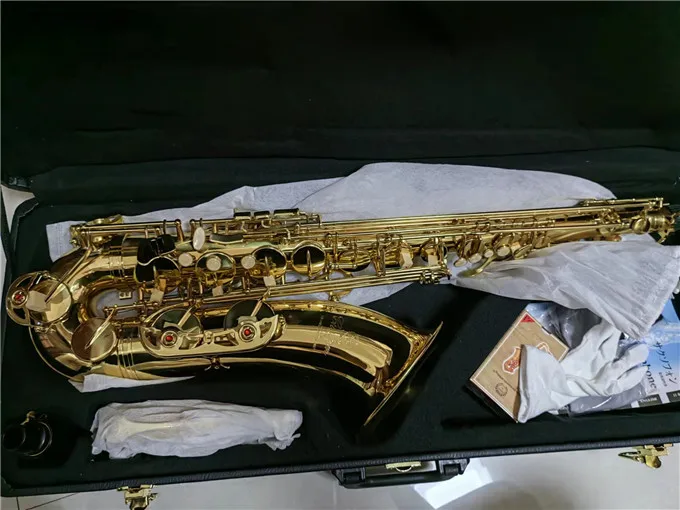 Horúce predaja BB Tenor Saxofón Gold lak žltý mosadzný hudobný nástroj profesionál s príslušenstvom pre prípady