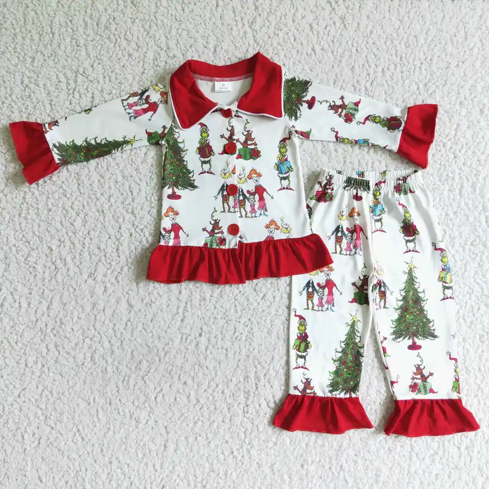 Horúce predaja RTS No Moq Boutique Boutique 2 kusy Sleepwear Kids Zimné pyžamá outfit detské vianočné súpravy