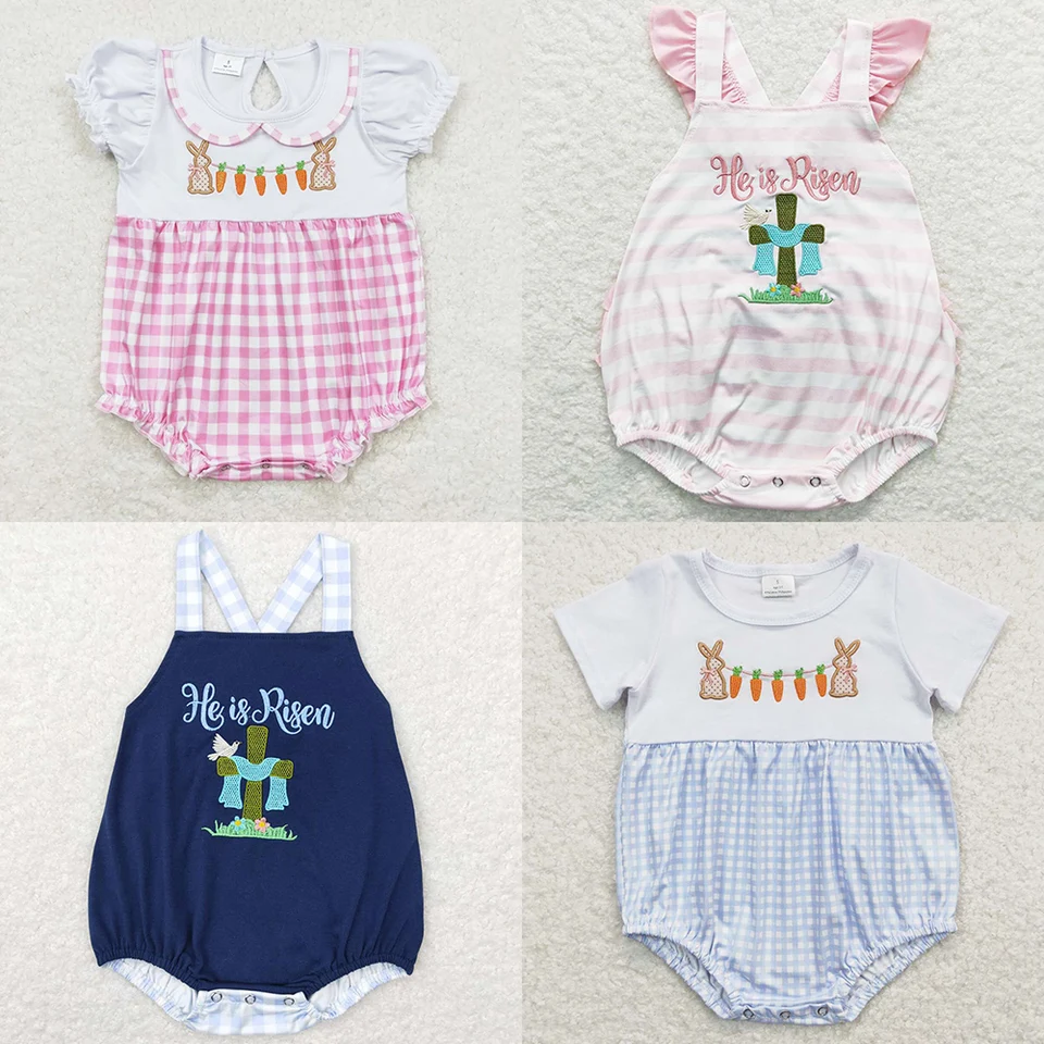 Horúce predajné detské dievčatá Rompers Veľkonočné králiky s krátkym rukávom Rompers butique Boutique batoľatá Dievčatá Bubble Rompers Kids deť