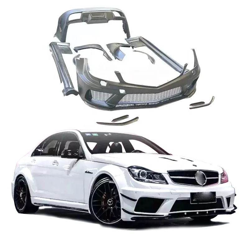 Horúce predávajúce BS štýl široké autá BodyKit pre Mercedes Benz C Class W204 2007-2014 Bočné sukne predného zadného nárazníka