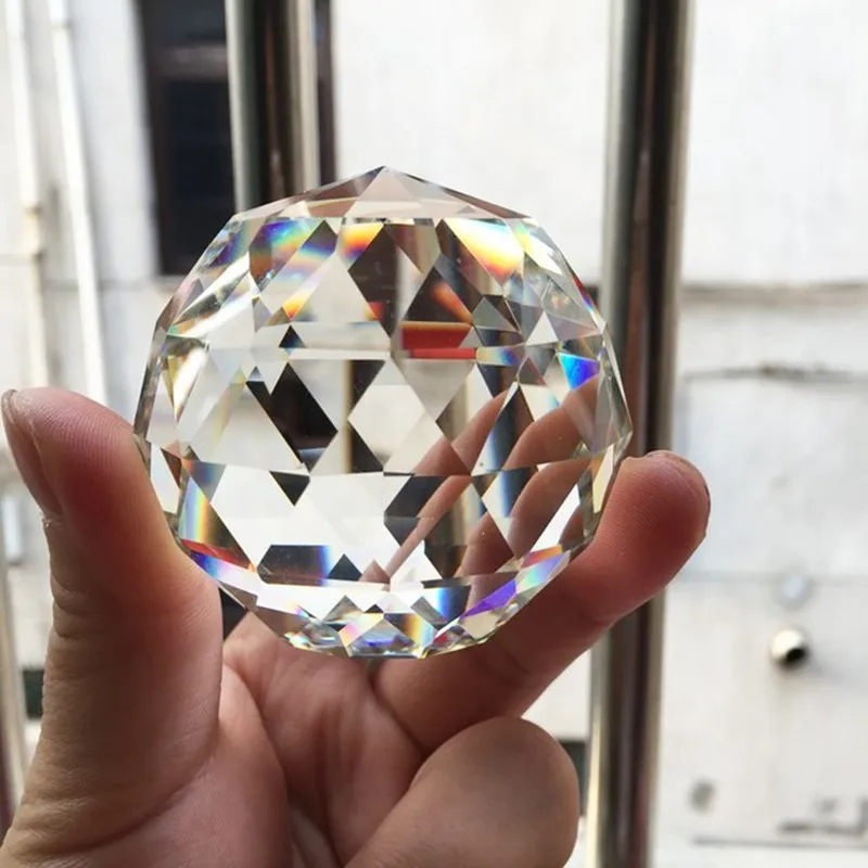 Horúce predávanie 4 veľkosti číry fazet s plochou guľou DIY Suncatcher Glass Feng Shui Sphere pre dvere rukoväte dúhový výrobca domáca dekorácia