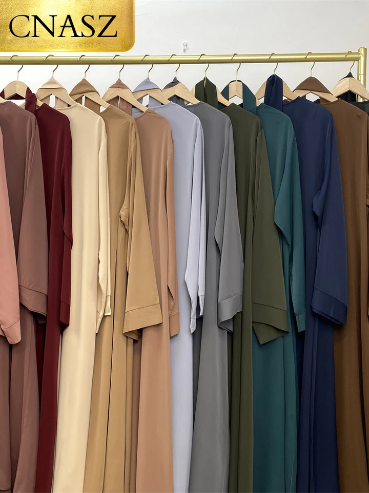 Horúce predávané populárne jednoduché Nida abaya dlhé šaty čisto farebné voľné rukávy šaty Dubaj UK skromné ​​elegantné elegantné šaty
