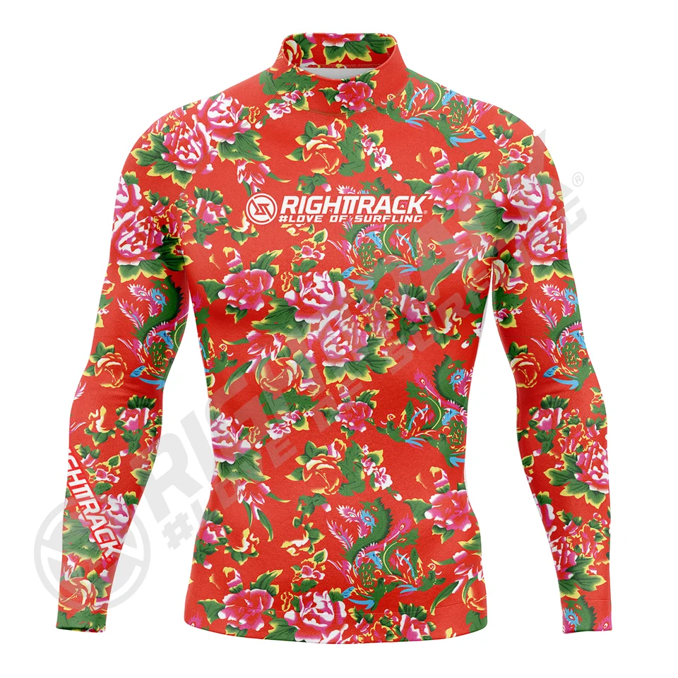 Horúce pánske surfovacie tričko kvety camo lycra vyrážok pravýtrack surf Surf Sportswear Beach UV plavky UV UPF50+ oblečenie