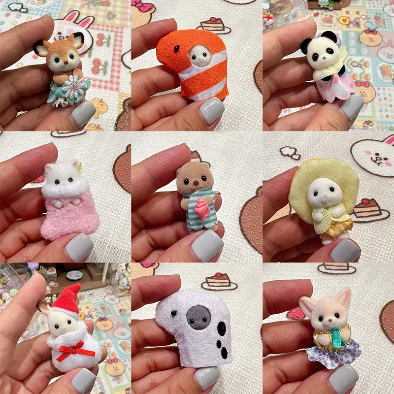 Horúce sylvaniánske rodiny Rabbit Grove Family Dollouse Rainbow Droping Ear Rabbit Cake Gathering Girl Flocking Doll Duzd Duzd
