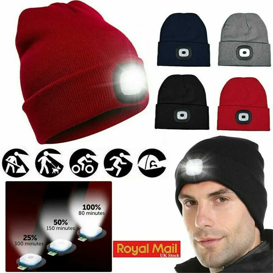 Horúce unisex LED čiapky s čiapkou s nabíjateľnou LED žiarovkou LED žiarovka LIVE LIGH LIGH LIGHT Vysoko poháňané pletené čiapky osvetlenie