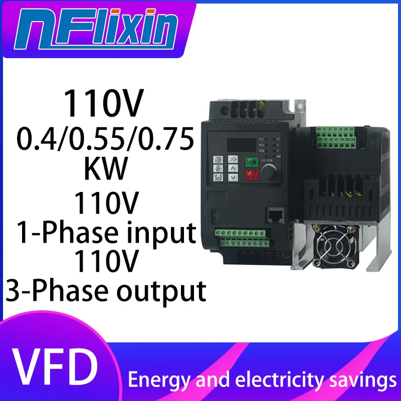 Horúce! VFD 110V Variabilný frekvenčný prevodník Motora Motora VFD 0,4-2,2KW Jednohatá 110V Vstup Trojfázového 110 výstupu 110