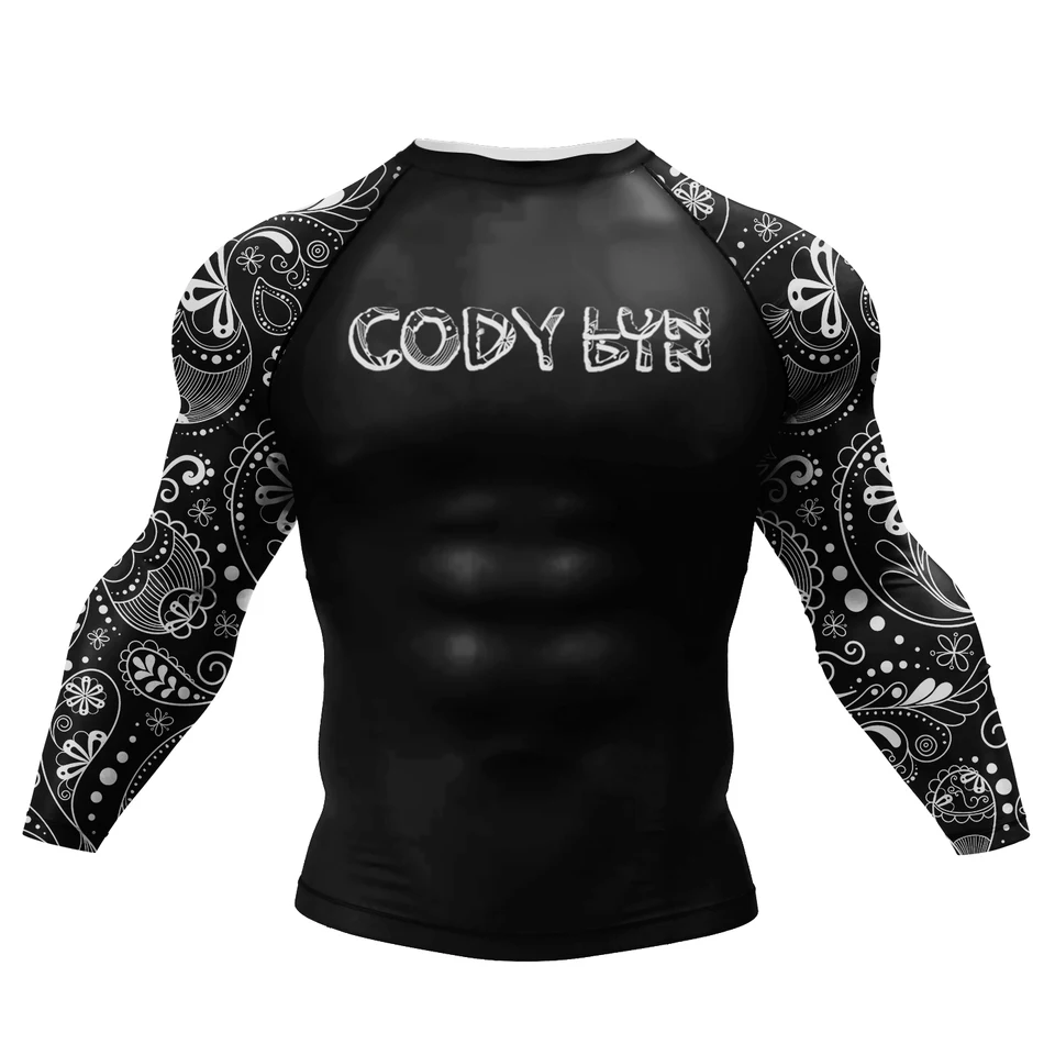 Horúce vzory Men Men Active Wear Rýchle suché kompresia bjj jiu jitsu vyrážky strážna slnko chránené surfovanie Tops Training Sports Tričko