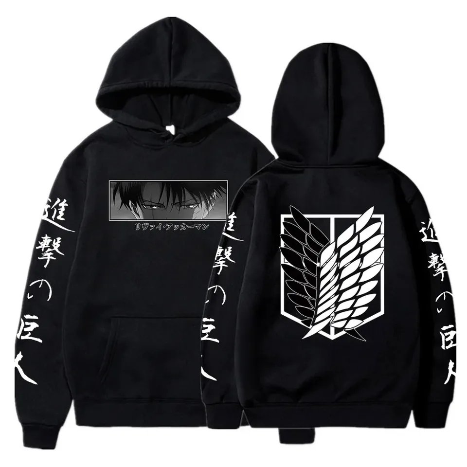Horúci anime útok na Titan Hoodies Levi Shingeki no Kyojin Print Hooded Men Dámske oblečenie plus veľkosť mikiny harajuku pullover