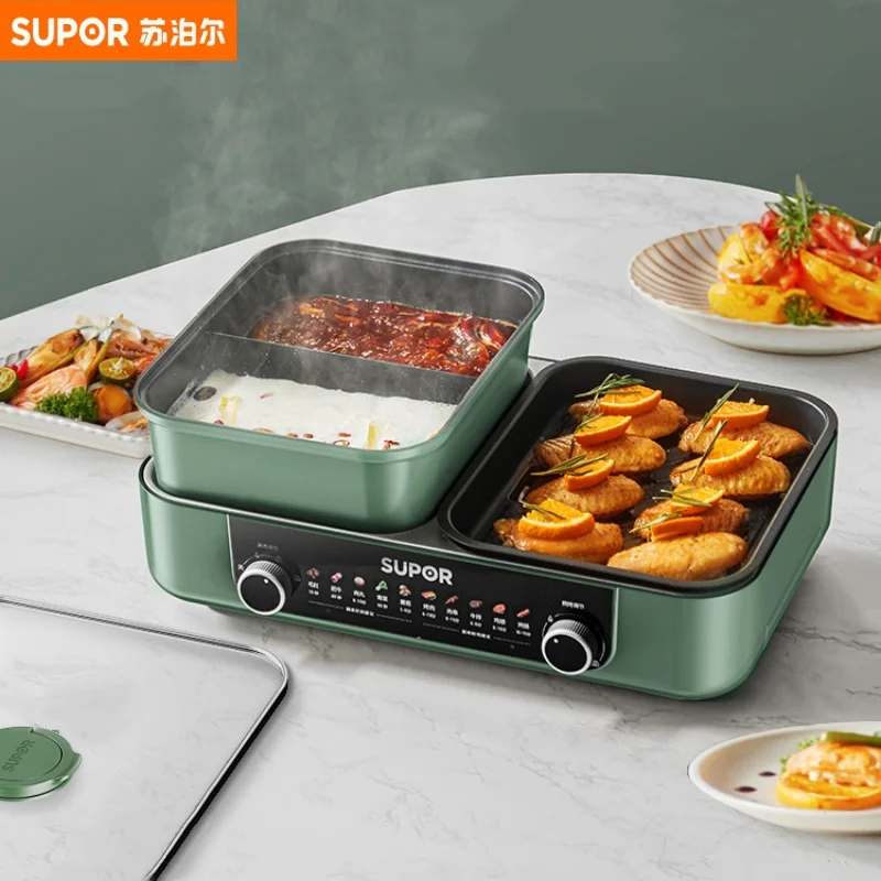 Horúci hrniec grilovací stroj Domácnosť Elektrické pečenie zásobník Hot Pot All-in-One Stroj vymeniteľný a umývateľný elektrický hotpot