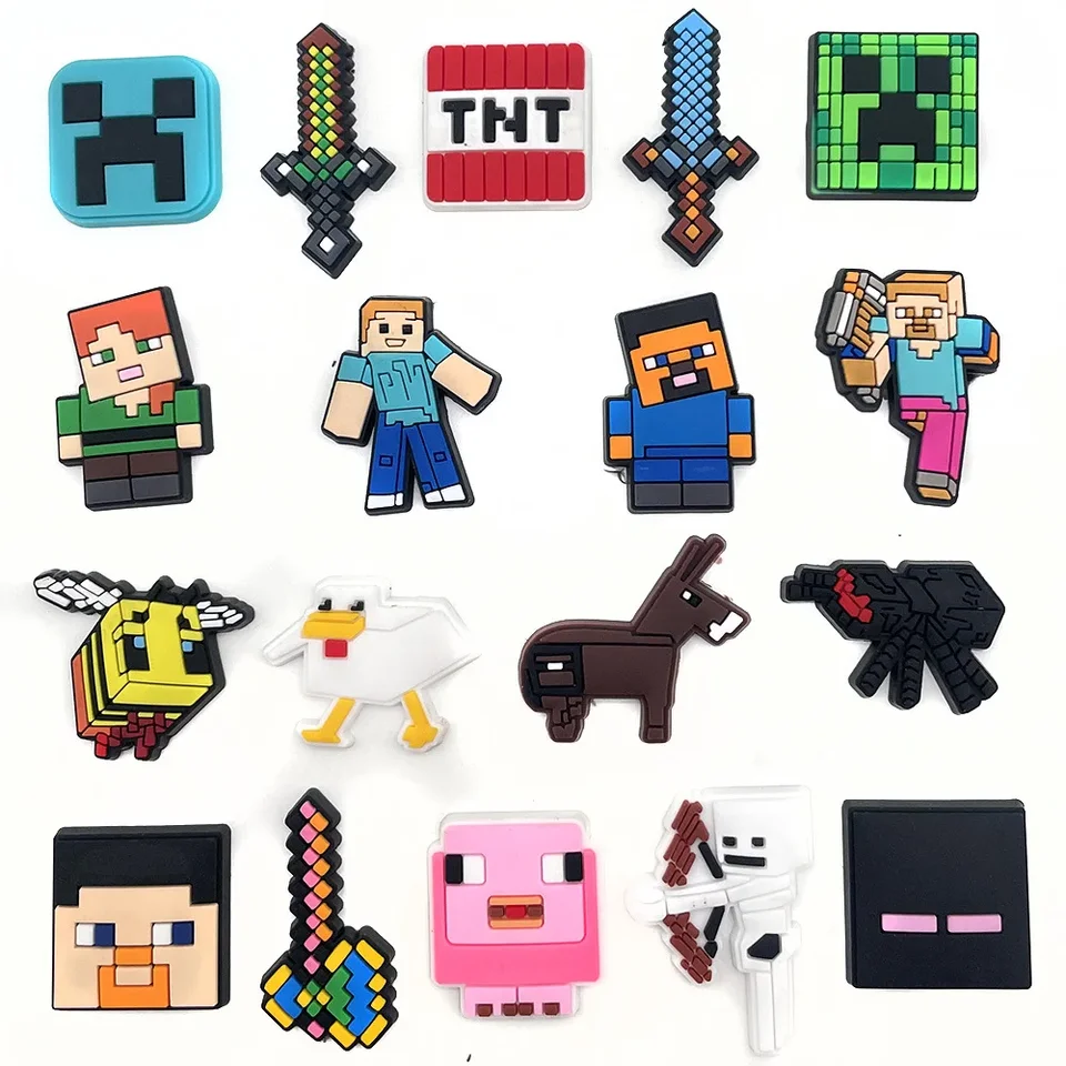 Horúci predaj 18ks/set My World Minecrafte Cave topánky kvetinové topánky pracka pracka Odnímateľný kroky kvetinových topánok dekoratívne darčeky hračky