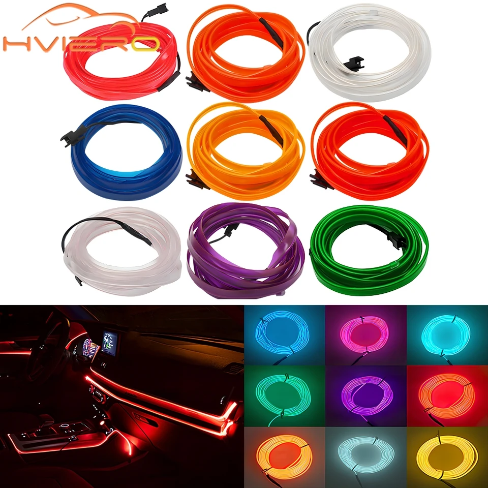 Horúci predaj 1m/2m/3m/5 m autá Interiérové ​​osvetlenie LED pásik dekorácie Girland Wire Rube Line Flexibilné neónové svetlá USB Drive