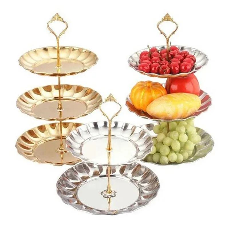 Horúci predaj 2 - 3 úrovne Cake Stand Metal Buffet Dezert Cupcake Fruit Food Serve Držiteľ držiaka Svadobné potreby Party