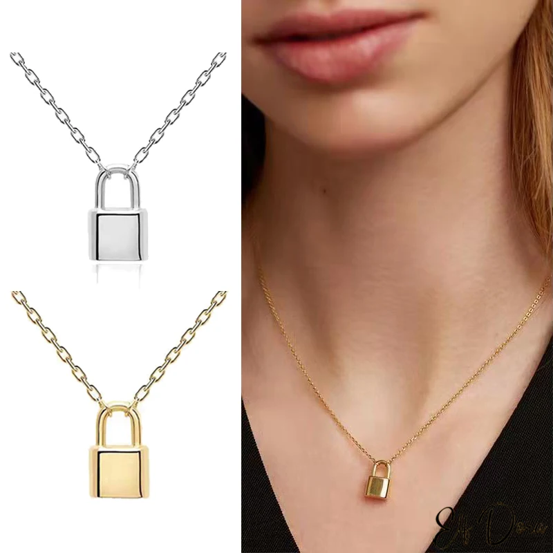 Horúci predaj 925 Sterling Silver Light Luxusný módny zámok hlava Zamknutá zámok kostí Náhrdelník Dámske šperky darček darček