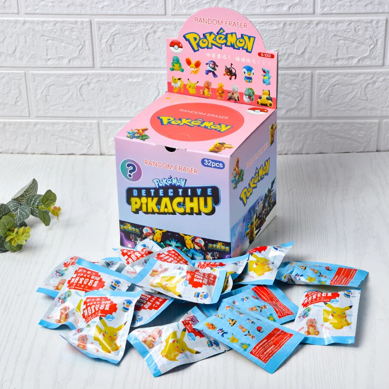 Horúci predaj anime Pokemon Blind Bag Eraser Kawaii Pikachu akčná postava Model Študent pre bábiky Študentská hračka pre detské darčeky