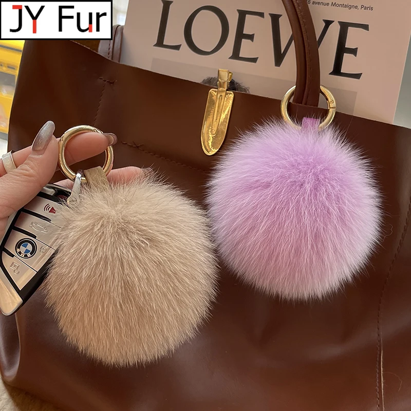 Horúci predaj Fluffy Real Fox kožušina guľôčky Kľúčenky pre ženy pre ženy luxusné pompom keyringové doplnky tašky dekorácie drobné klenoty darčeky