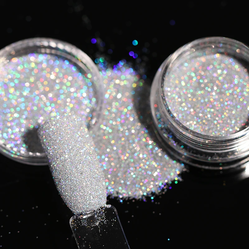 Horúci predaj Iridescent prášku na nechtoch Iridescent strieborný trblietok Chrómový necht Art Pigment prach lesklý gél poľské vločky na manikúru