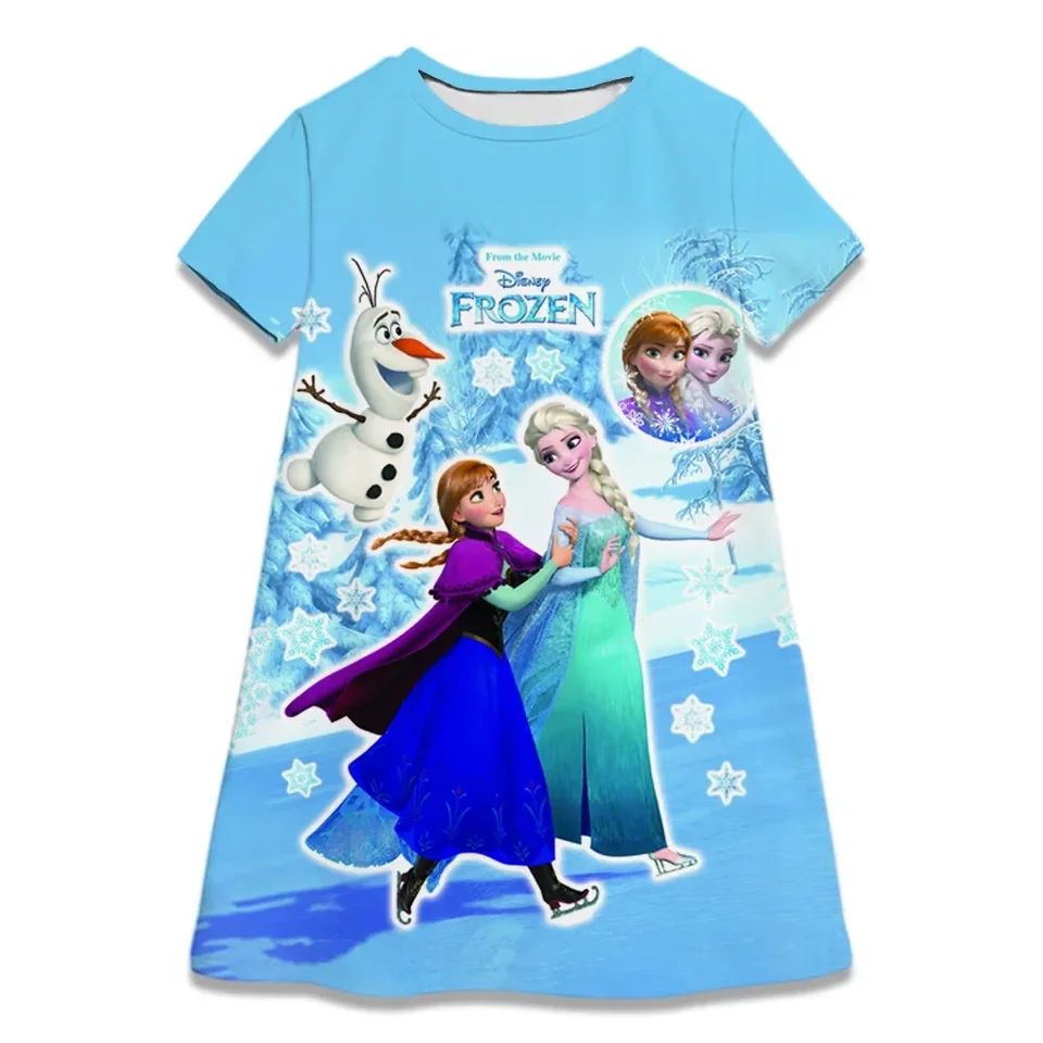 Horúci predaj Kids Girl Cosplay Snow Queen Top Disney Frozen Elsa a Anna Princess Dress Dress na 2-8 rokov dievčenské narodeninové šaty