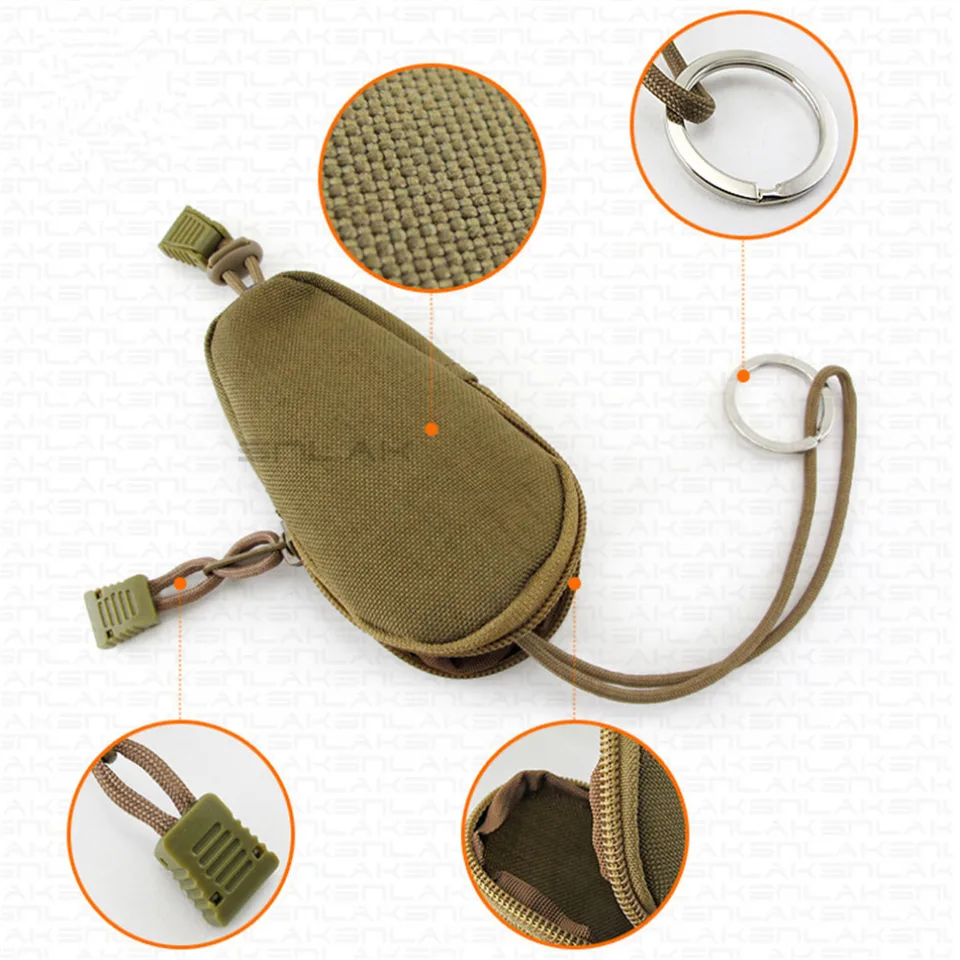 Horúci predaj Mini kľúčový držiteľ Men Small Key Organizátor armáda Camouflage Coin Peace outdoor dochádzajúce vybavenie na zipsové tašky