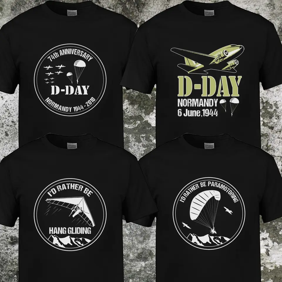 Horúci predaj móda Nová košeľa D-Day Normandia, Epic Paramotor Pilot Pánske pánske tričko Summer s krátkym rukávom bavlnené tričko tričko Harajuku