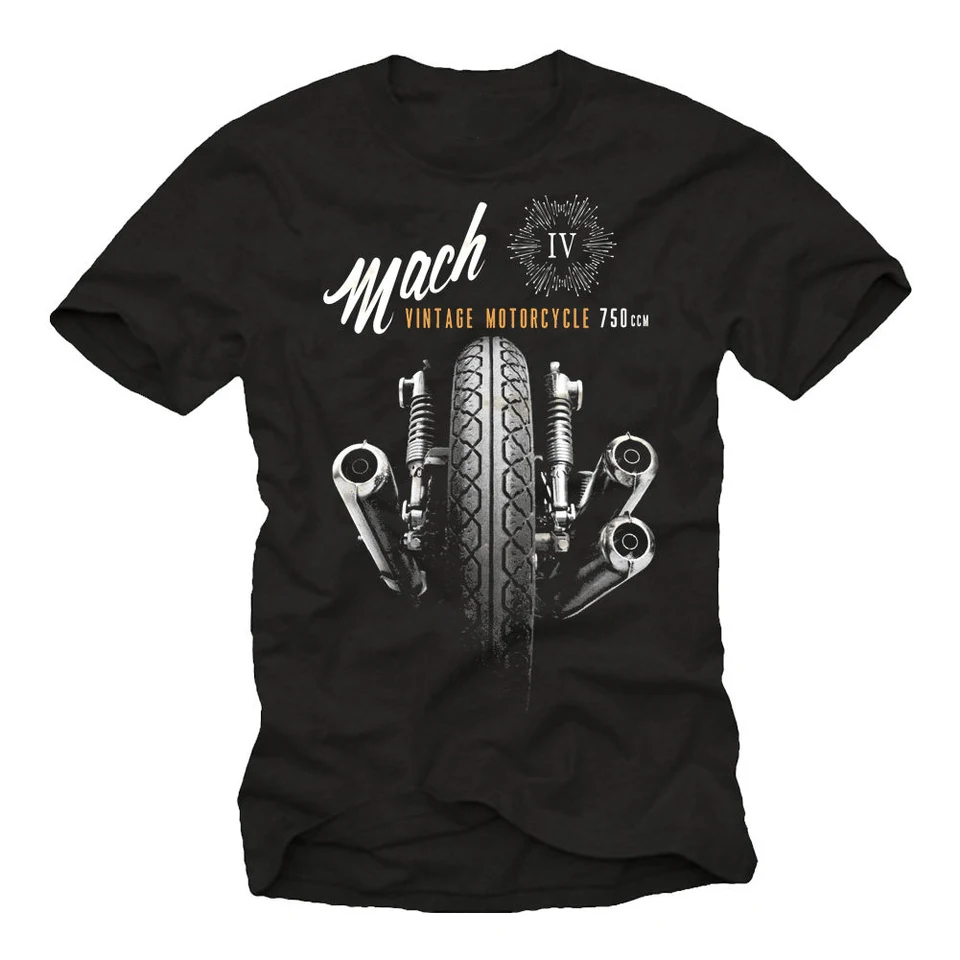Horúci predaj módne tričko Street Classic Mach 4 Men Motorycle T košeľa - Krátke rukávy Customer Conyber Tee Tee Tirkera