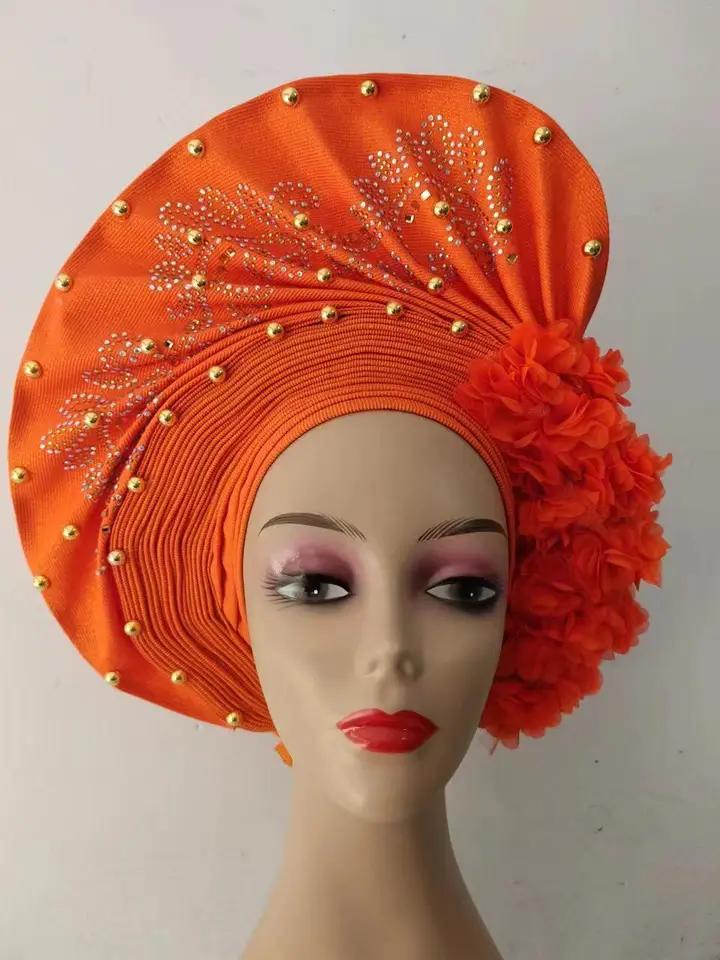 Horúci predaj módy Africko Auto gele headtie korálky Braids Dámska turbanová čiapka moslimský šatk kapota už vyrobená z kvetu