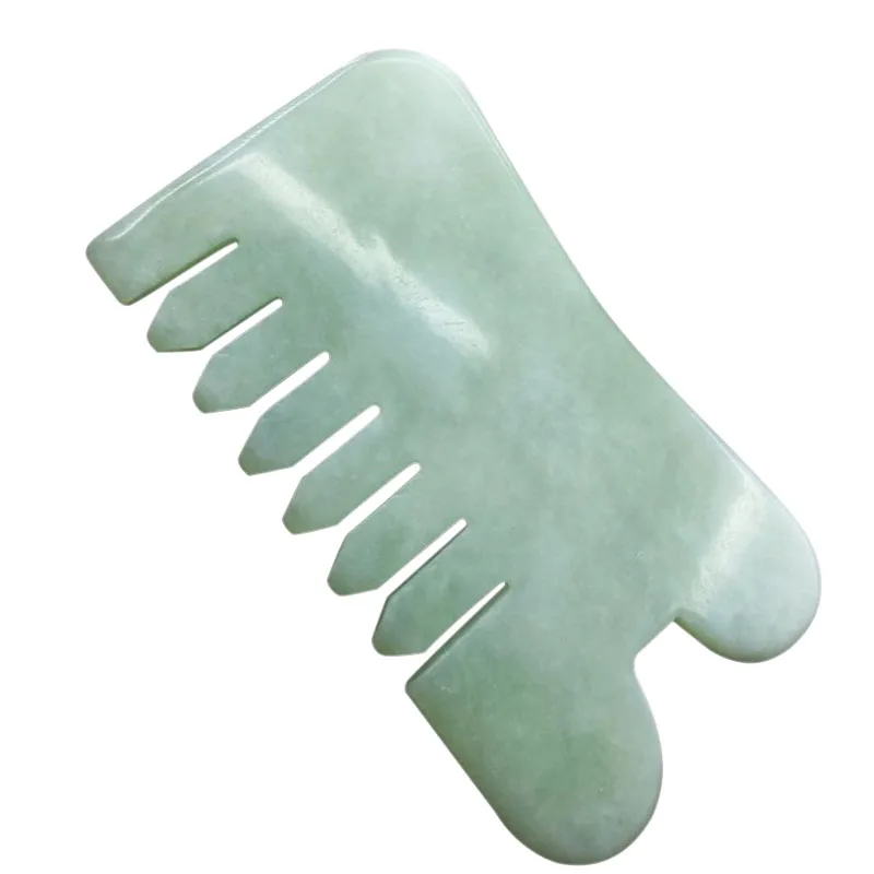 Horúci predaj Prírodný jade kamenný hrebeň Guasha gua Sha Board Comb Creck Massage Massager Relaxation Comb