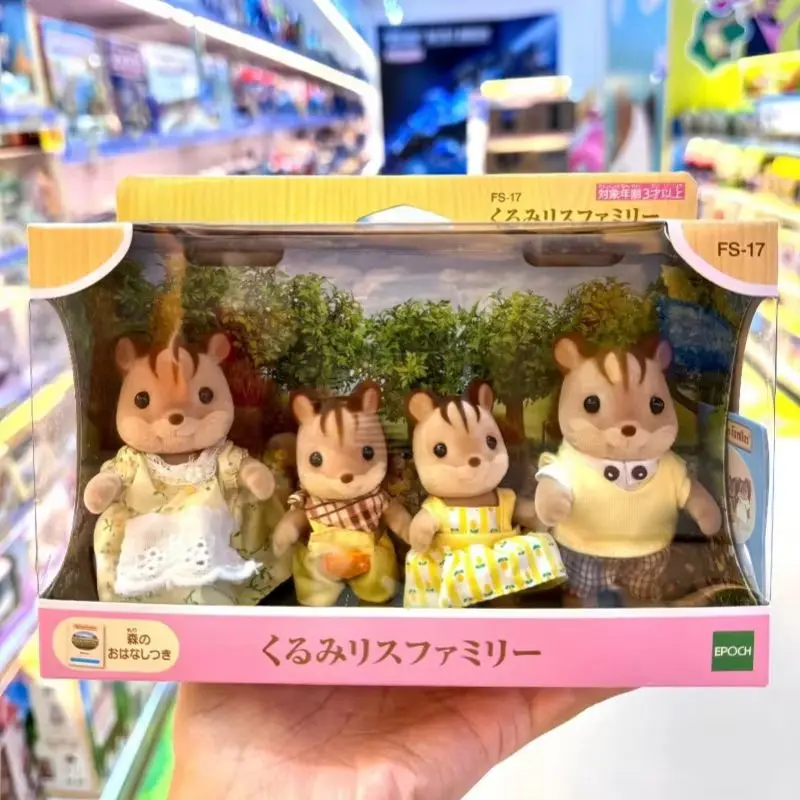 Horúci predaj Sylvanian rodiny Series Series Walnut Squirrel Box Baby Collection Model hračky kawaii bábiky roztomilý