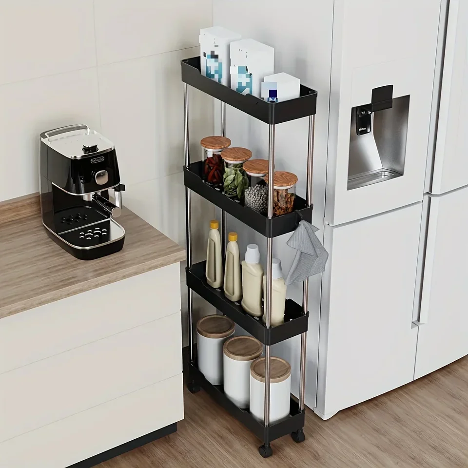 HOSTORAGE Utility Trolley na kolieskach, viacúčelová rohová polica, 3/4 vrstvy, hodnotenie HOSTORAGE T1