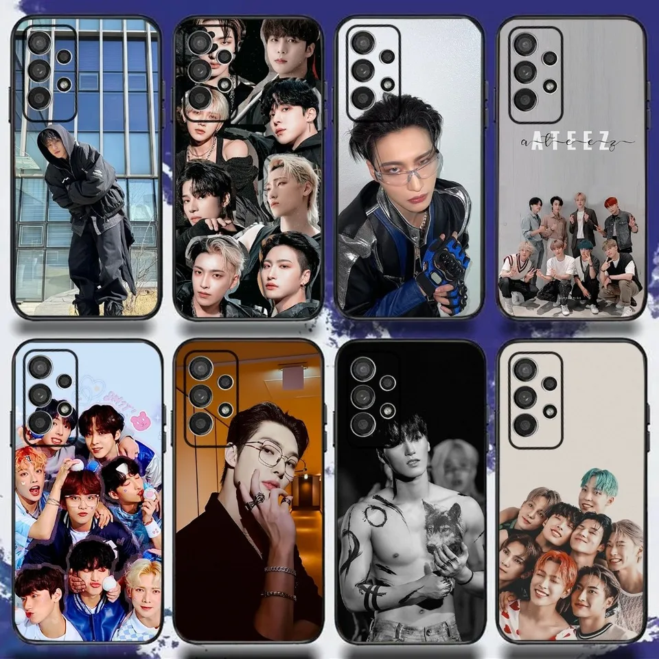 Hot A-Ateez KPOP telefónny prípad pre Samsung S24, S21, S22, S23, S30, Ultra, S20, Plus, Fe, Lite, Note, 10,9,5 G čierny mäkký kryt