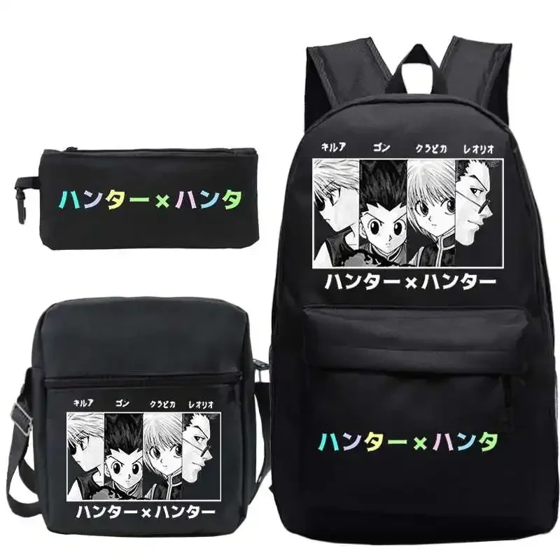 Hot Anime X Hunter Killua Tlač batohu pre chlapcov Študentské školské tašky 3ks/set Mochila dospievajúci cestovanie Ruck Mn4