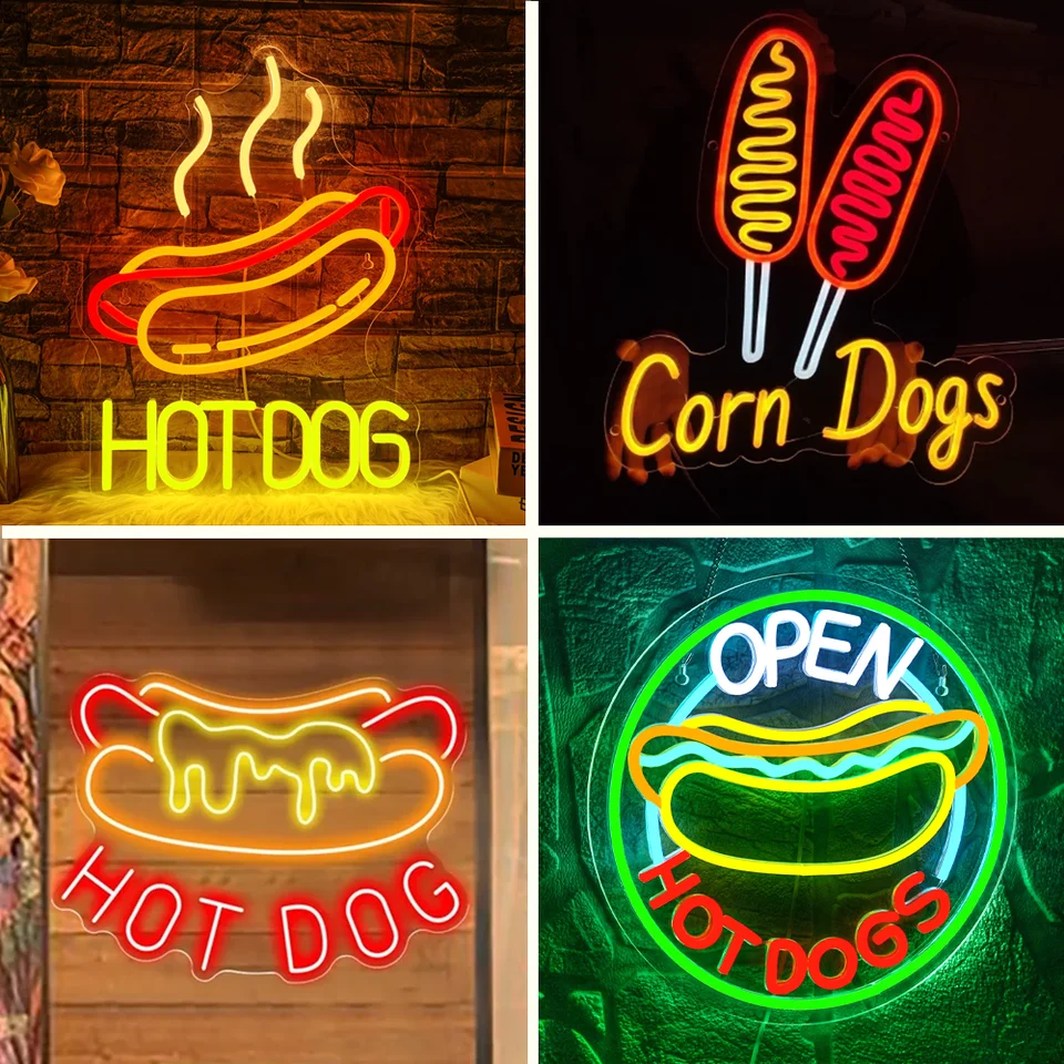 Hot dog neon značka LED stmievacia neónová značka pre rýchle občerstvenie obchod Bar Pub Pub