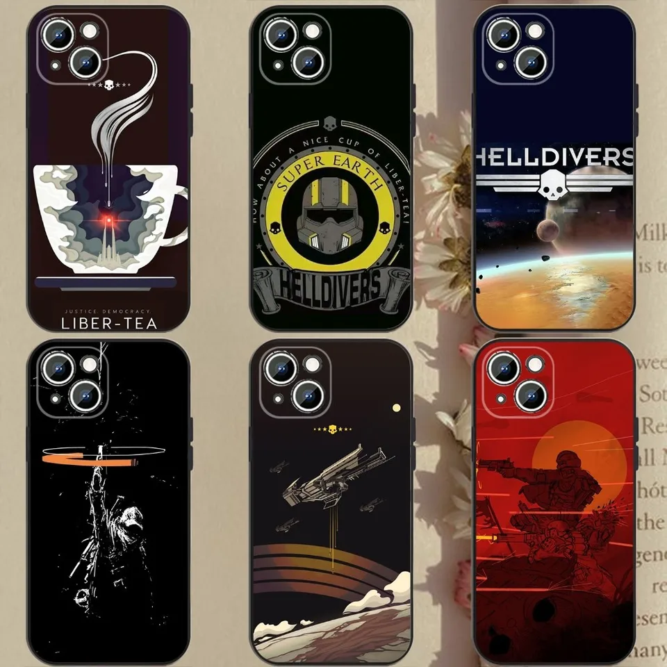Hot Game H-HellDivers 2 Pase pre telefón Apple iPhone 15,14,13,12,11, XS, XR, X, 8,7, Pro, Max a Plus, Mini Silikone Black Cover