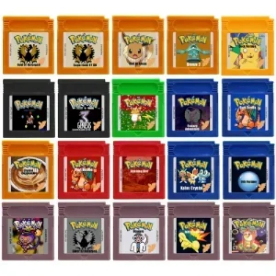 HOT GBC Pokemon Series Game Cabtridge 16 Bit Video Game Console Card Black White Genesis Gold Silver 97 Bronze 2