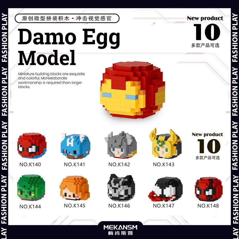 HOT Marvel superhrdina figurín Cartoon Head Head Staveb Building Bloky roztomilé q verzia Brickheadz Model tehly Detské hračky Darčeky