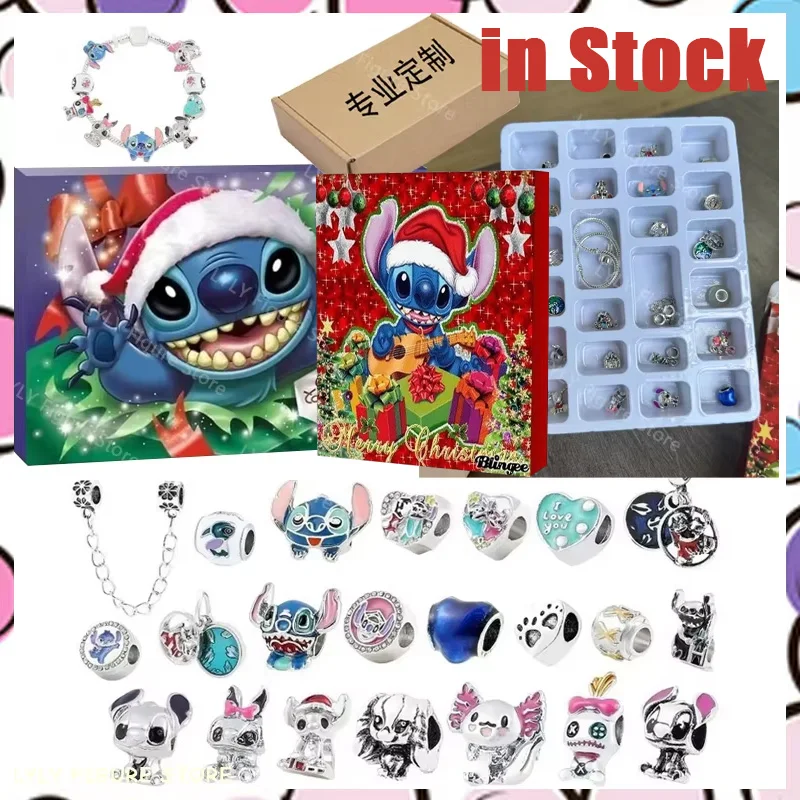 Hot Miniso 2024 Stitch Mickey Vianočný adventný kalendár náramky 24 dní odpočítavanie kalendár DIY šperky
