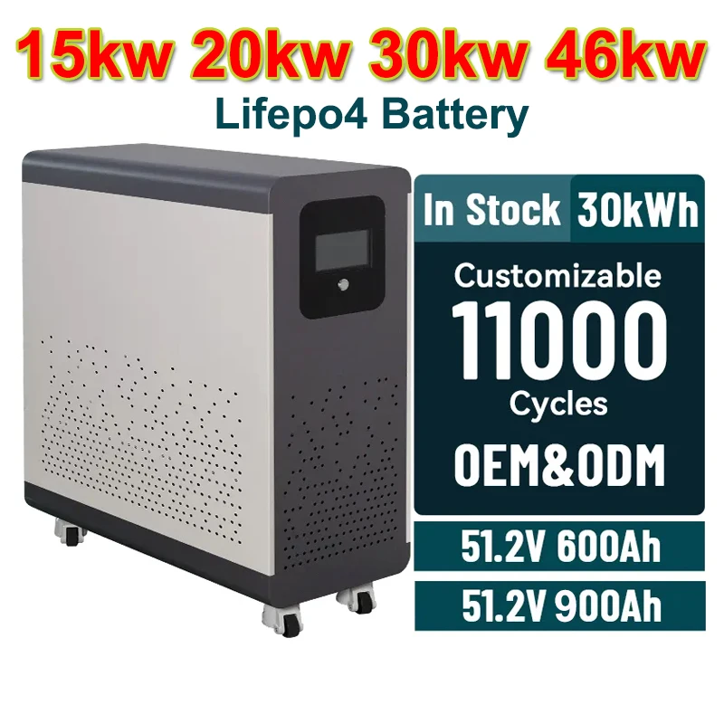 HOT PREDAJ 30KW 46 kW LIFEPO4 Batéria 51,2V 600 A 900AH lítium -iónových buniek BMS WIFI Power Bank Energy Storage Storage