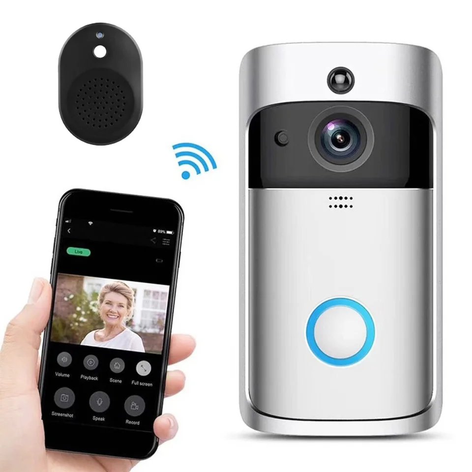 Hot Smart V5 Wireless Wi -Fi Door Bell Videokamera telefón Bell Intercom Home Security 720p diaľkový monitor Night Vision Bell Bell