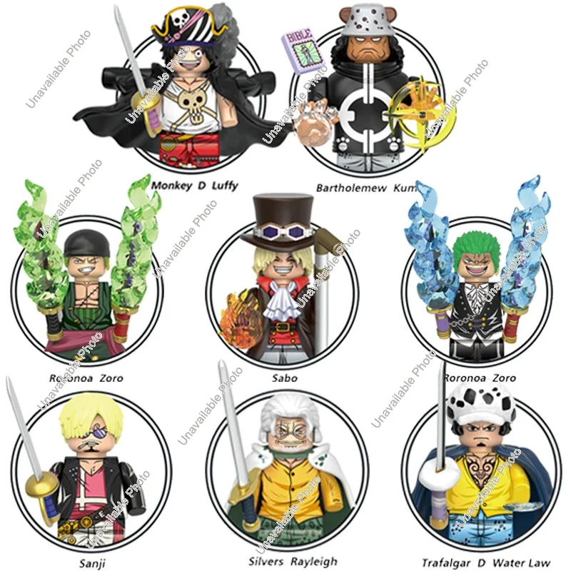 Hot Toys X0357 Nové stavebné bloky Monkey D Luffy Roronoa Zoro Sanji Sabo Silvers Rayleigh Luffy Zoro Mini Anime Anime Figure Toy