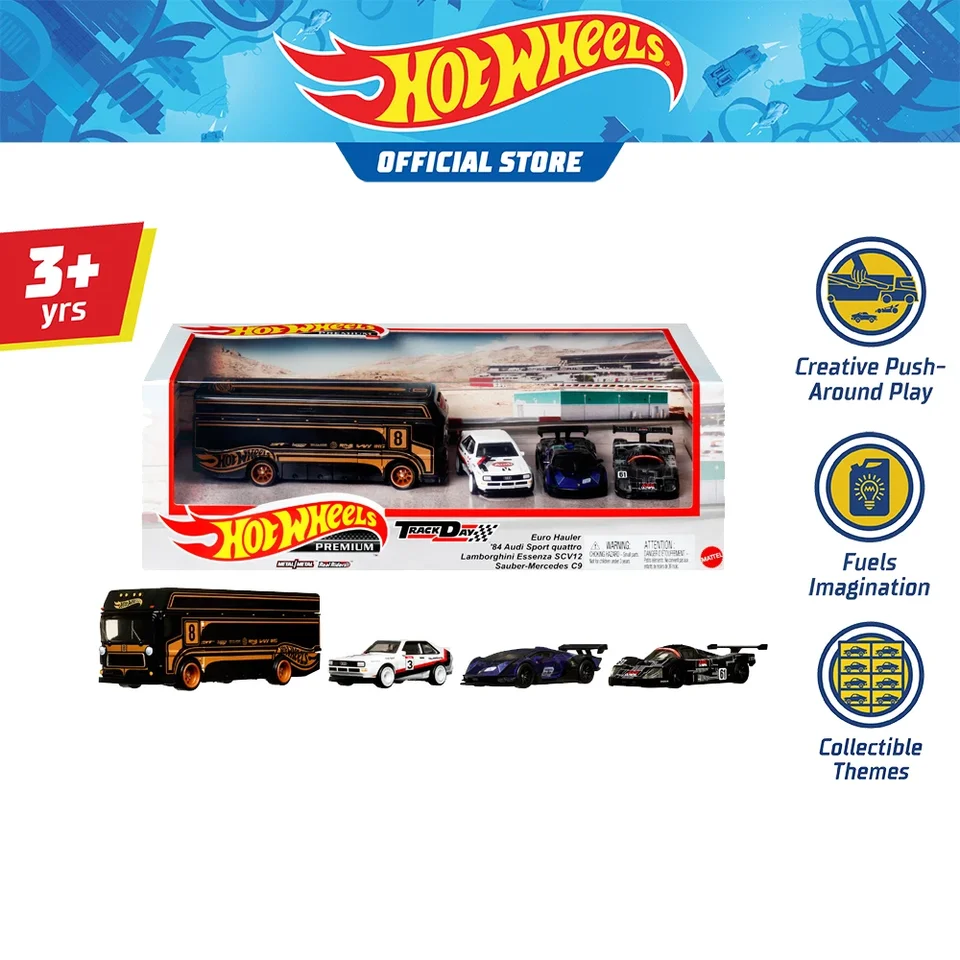 Hot Wheels Premium Metal Real Riders Trackday Team Transport Sauber Mercedes C9 Euro Hualer Audi Sport Quattro Hotwheels Hračky