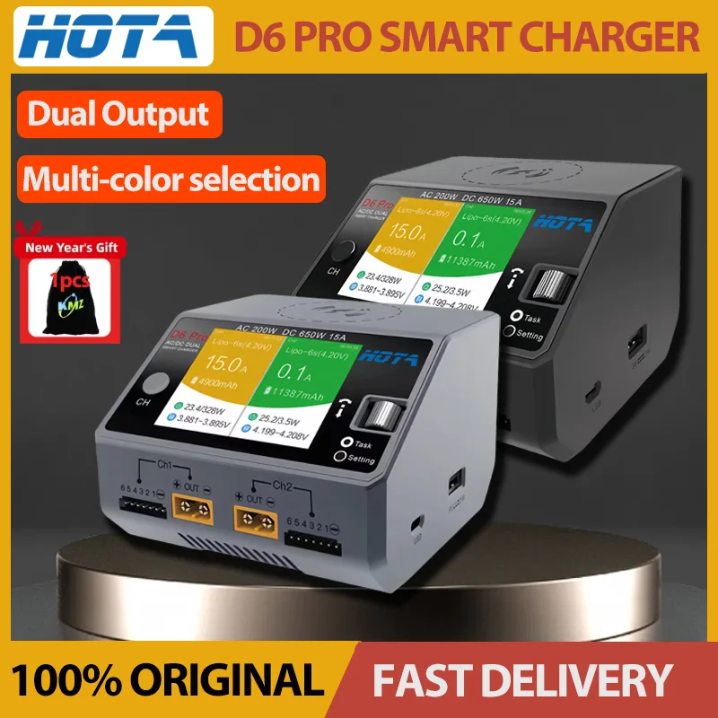 HOTA D6 Pro Smart Charger AC200W DC650W 15a pre batériu Liion NiMH s iPhone Samsung Wireless Nabíjanie