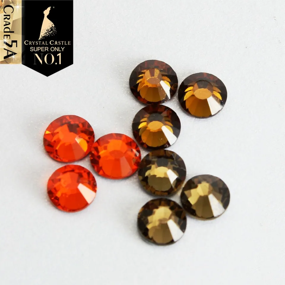 Hotfix kamienky na oblečenie, klenoty 5A hotfix, hnedá káva, Mocca Orange Smoke Topaz Glass Crystals, Strass Flatback Stone