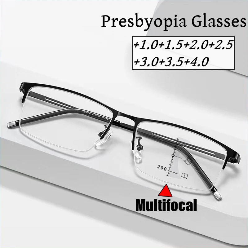 Hotovo polovičný rám multifokálne okuliare hyperopie pre ženy Meni luxusné štvorcové anti modré svetlo bifokálne okuliare Diopter +1,0 +1,5