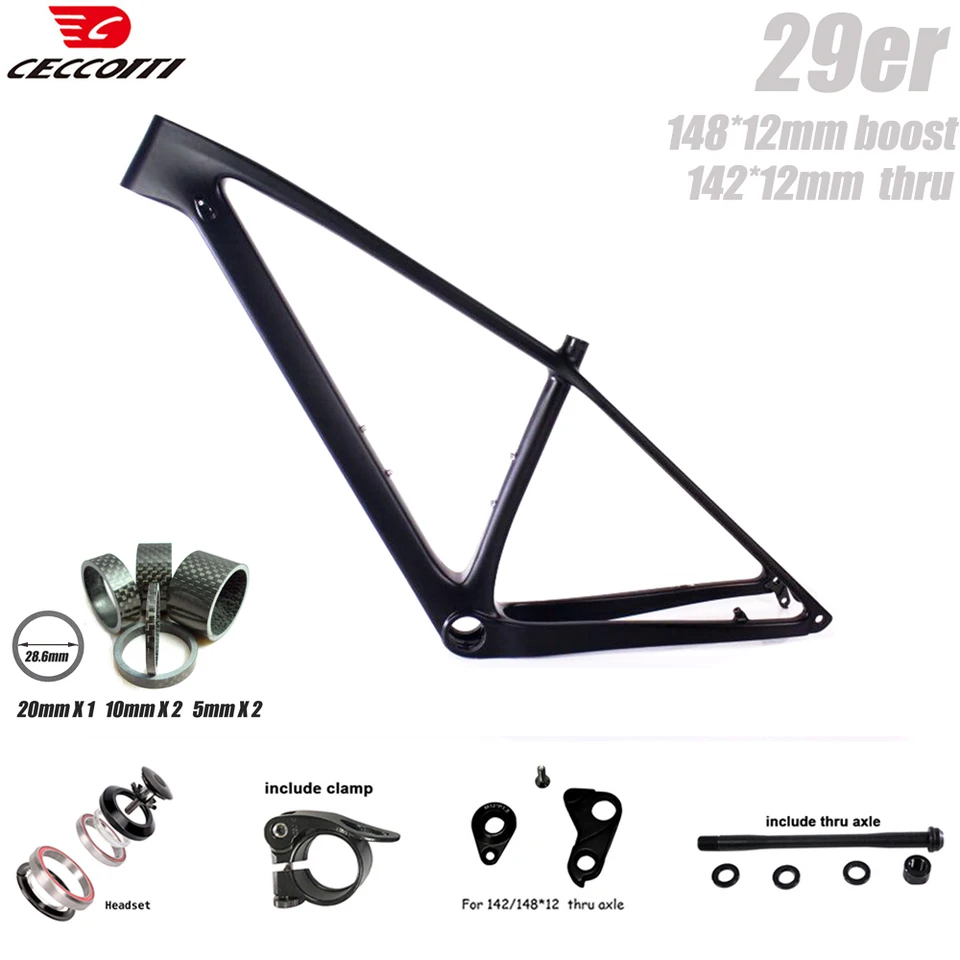 HOTTING MODEL T1000 Full Carbon Mountain Bike Frame, 29er MTB Framework, 148 mm Boost