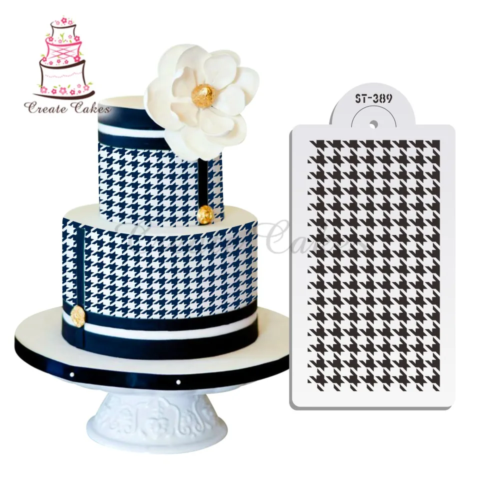 Houndstooth Cake Stencil Plastová fondantná dekoratívna šablón pre košíčky a cookies čipkované šablóny formy zdobenie náradia pečení