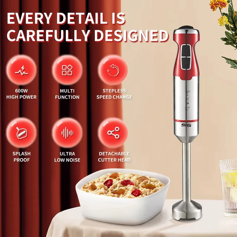 Houselin Electric Hand Mixer 600W, nôž z nehrdzavejúcej ocele, ľahko ovládateľný mixér, ideálny na výrobu pyré a polievok pre detskú výživu