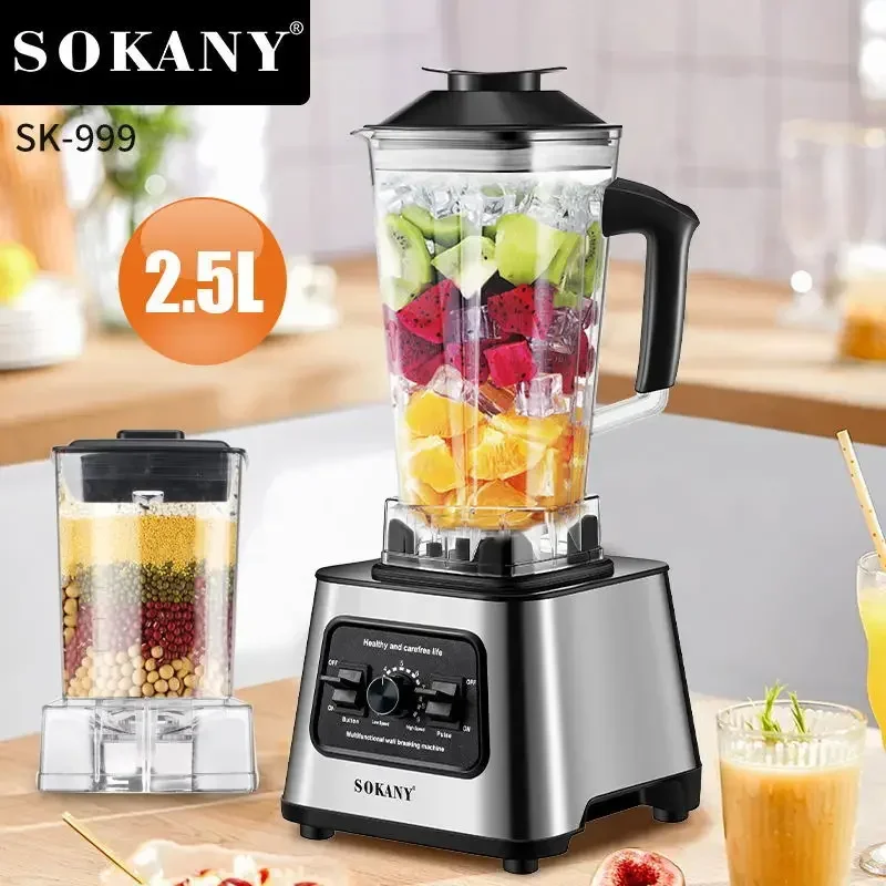 Houselin Multi-Function Professional Blender, profesionálna 6000W, 2,5 litra nízko-profilový nádoba, strieborné, samočistiace