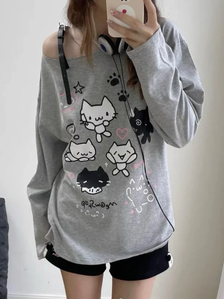 Houzhou y2k harajuku roztomilé mikiny Ženy japonský štýl kawaii sladký obväz