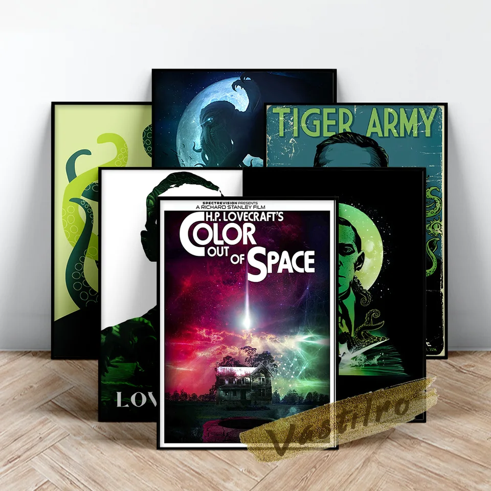 HP Lovecraft Cthulhu Art Prints, Lovecraft Plagát, nálepky na hororové sci -fi, gotické maľba